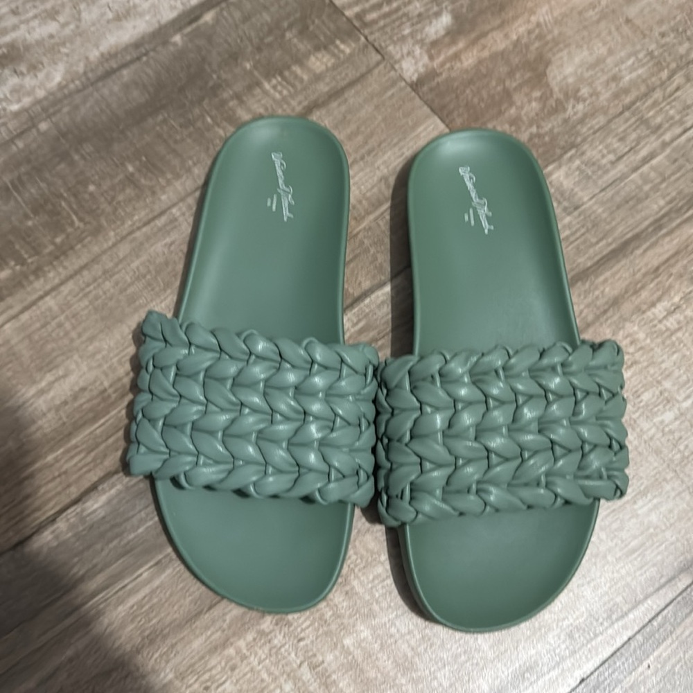 Women's Green Slide Sandals